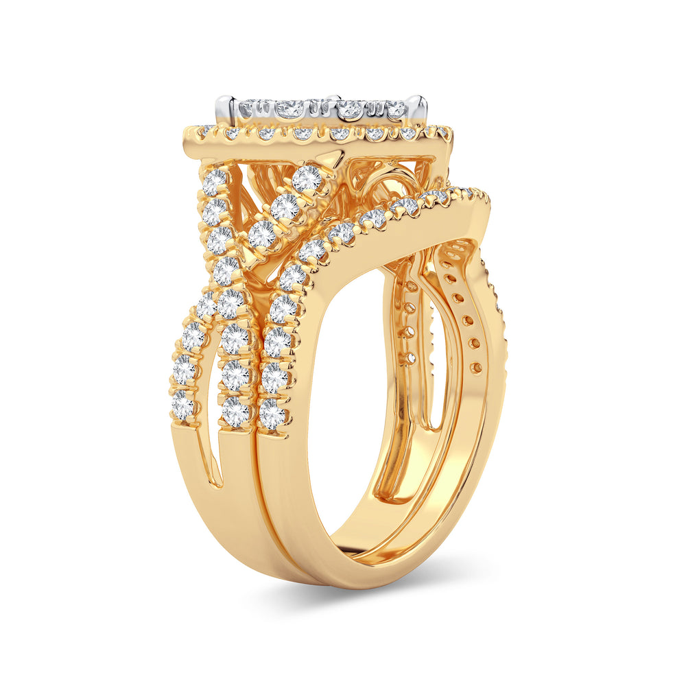14K Yellow Gold 2CT Lab Diamond Bridal Ring Set