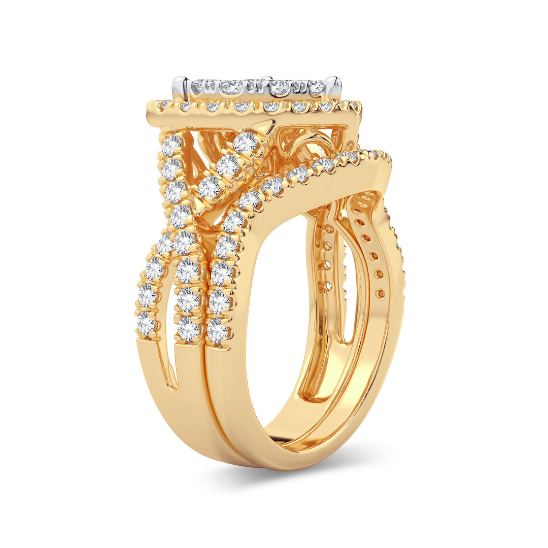 14K Yellow Gold 2CT Lab Diamond Bridal Ring Set