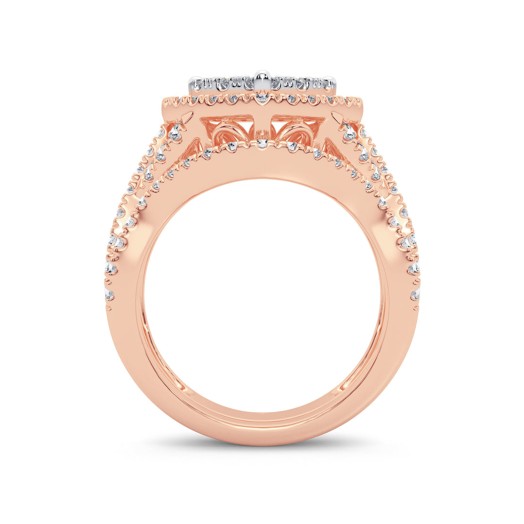 14k Rose Gold 2CT Lab Diamond Bridal Ring Set