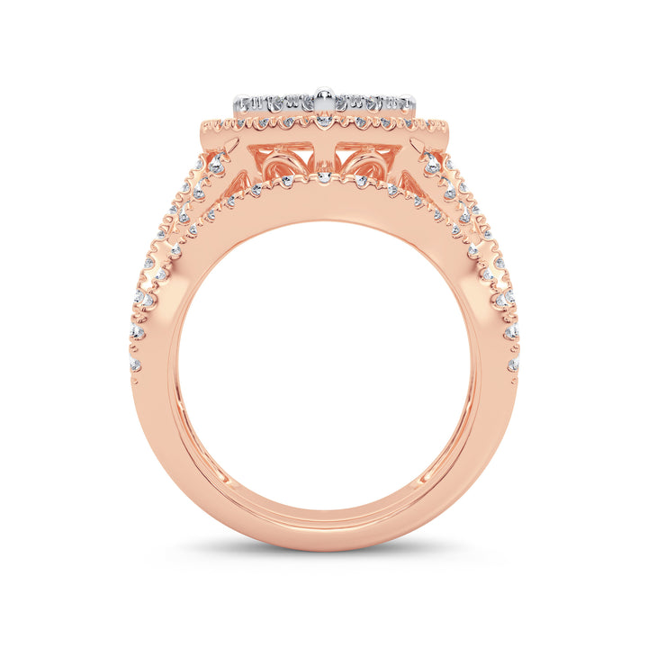 14k Rose Gold 2CT Lab Diamond Bridal Ring Set