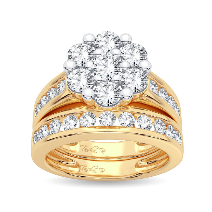 Brilliant 14K Yellow Gold 2CT Lab Diamond Bridal Ring