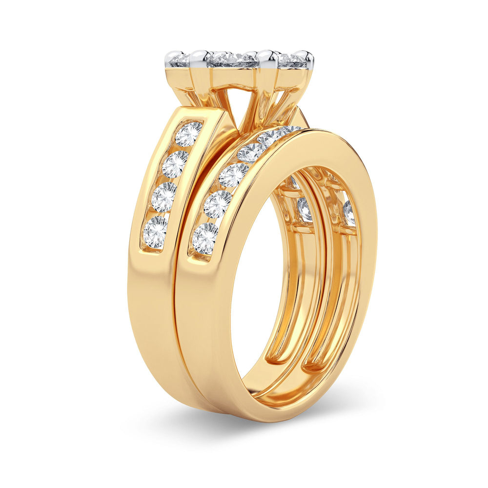 Brilliant 14K Yellow Gold 2CT Lab Diamond Bridal Ring