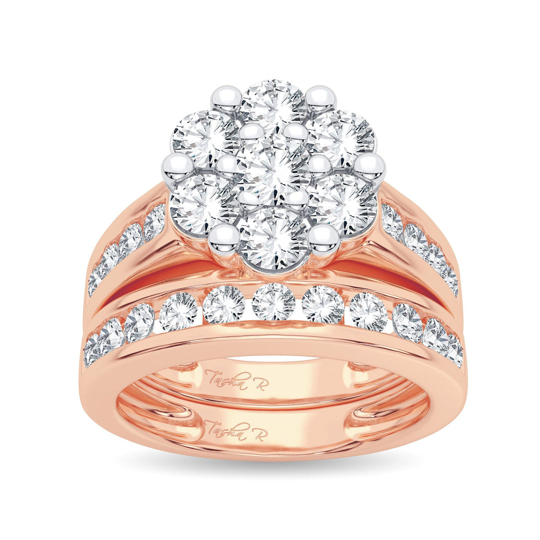 Romantic 14k Rose Gold Lab Diamond Bridal Ring 2CT