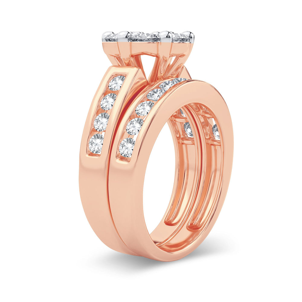 Romantic 14k Rose Gold Lab Diamond Bridal Ring 2CT
