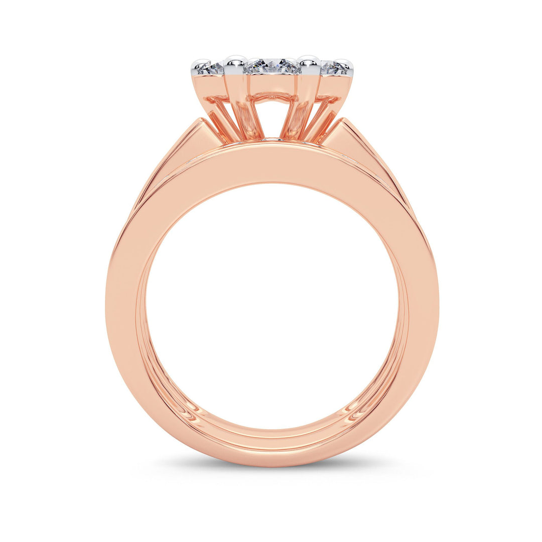 Romantic 14k Rose Gold Lab Diamond Bridal Ring 2CT