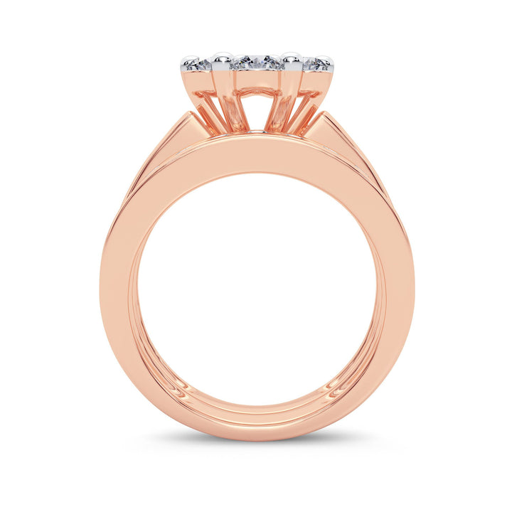 Romantic 14k Rose Gold Lab Diamond Bridal Ring 2CT