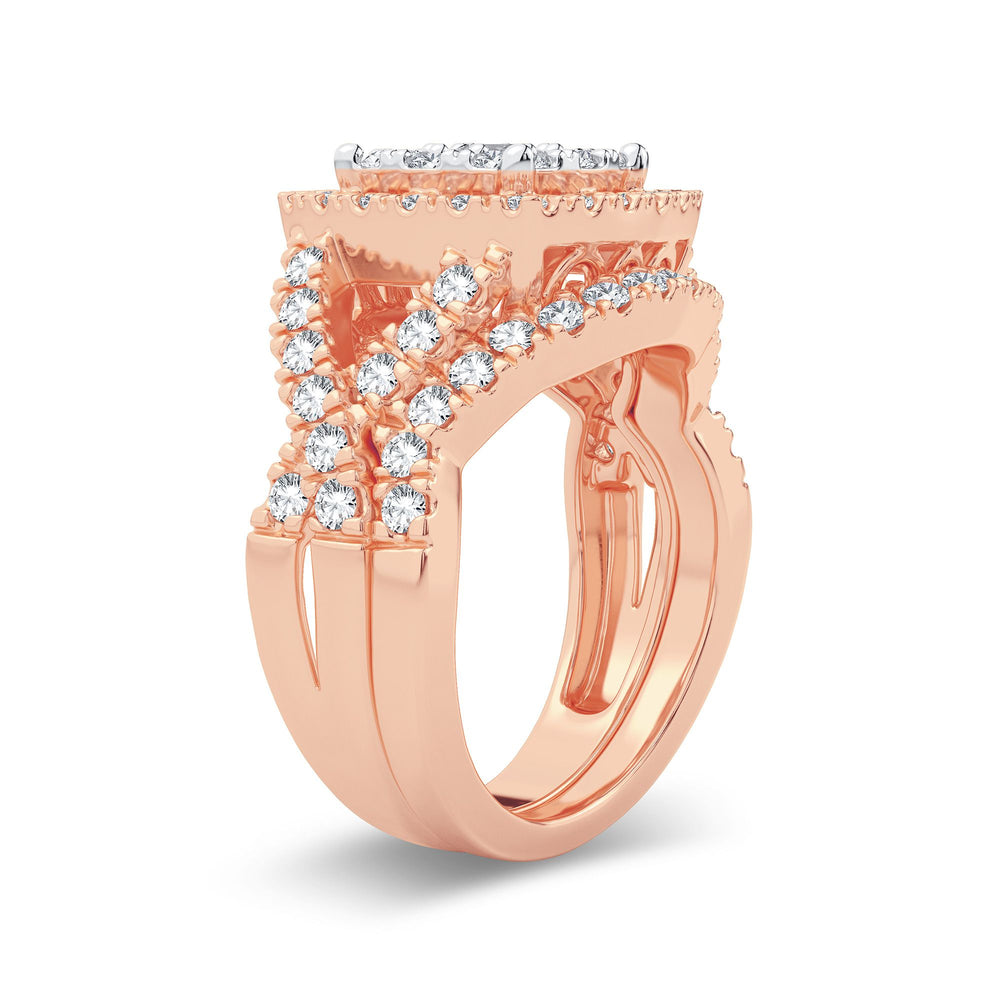 14k Rose Gold 2CT Lab Diamond Bridal Ring Set