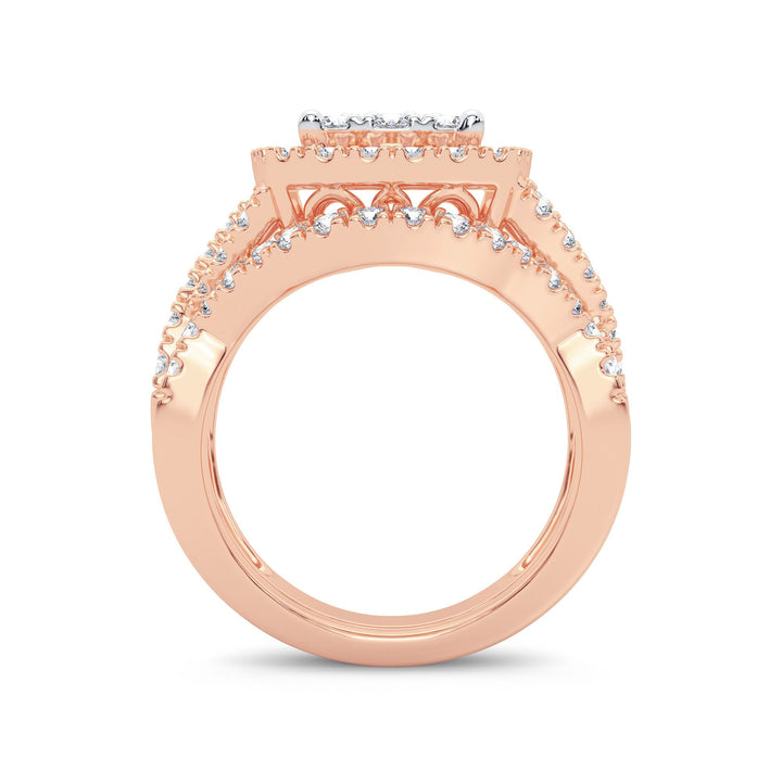 14k Rose Gold 2CT Lab Diamond Bridal Ring Set