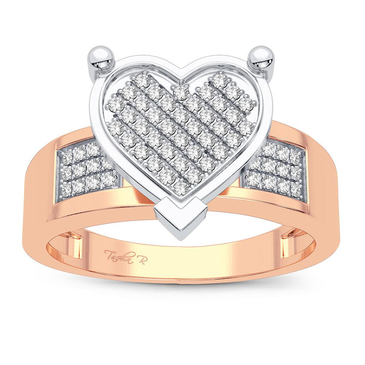 Chic 10k Rose Gold 0.19CT Lab Diamond Womens Fashion Ring