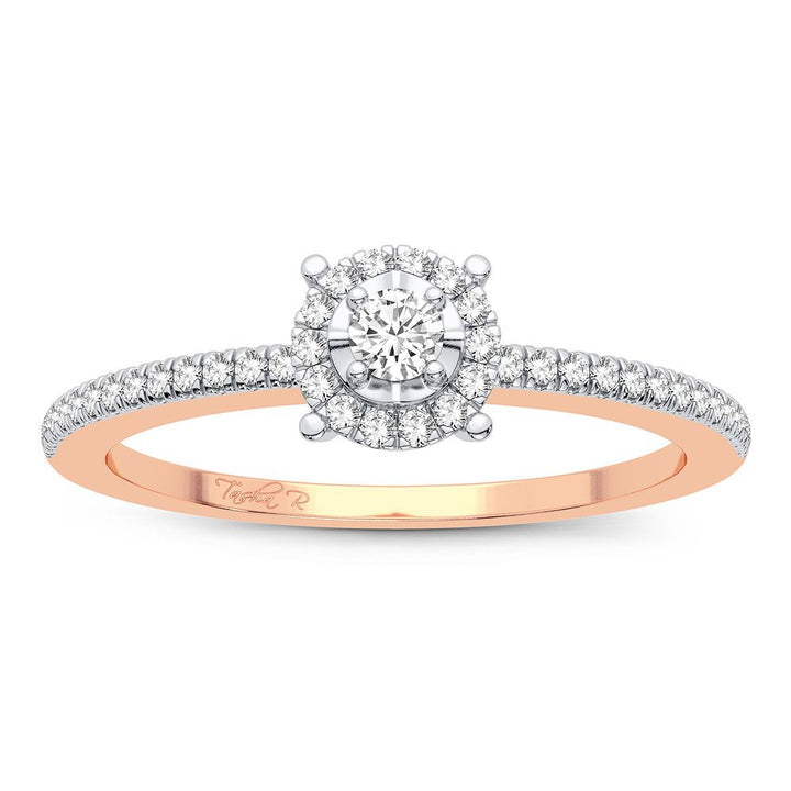 Delicate 14k Rose Gold 0.16CT Lab Diamond Promise Ring