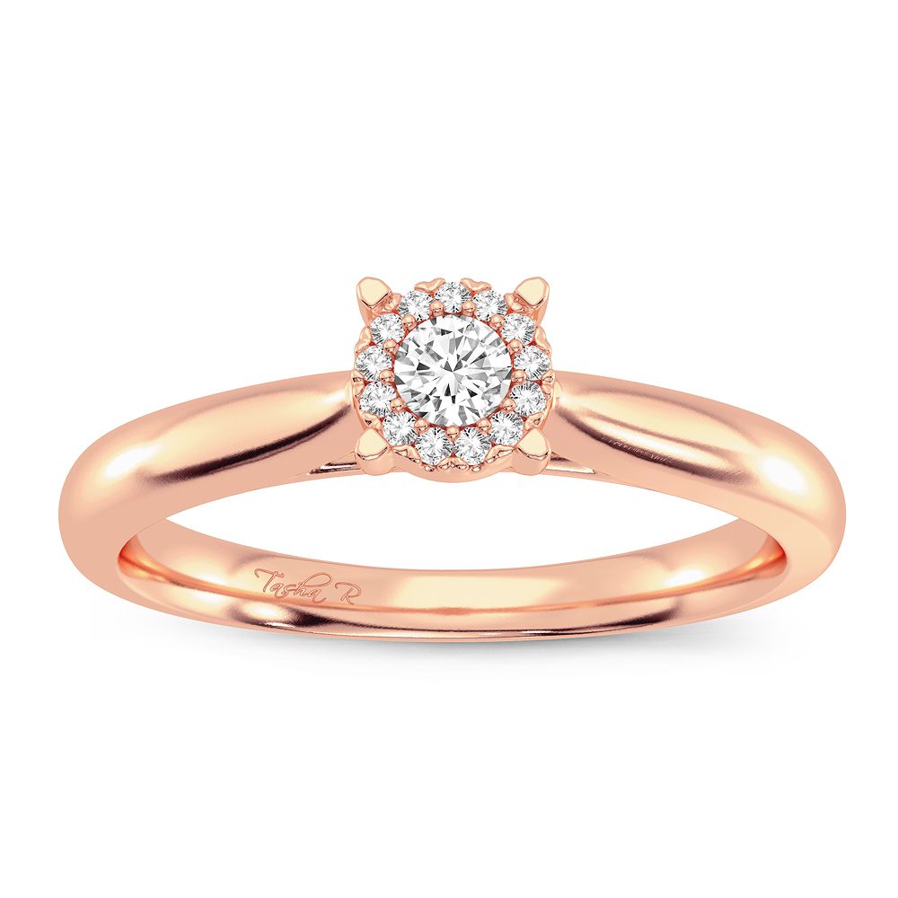 Delicate 14k Rose Gold 0.10CT Lab Diamond Promise Ring