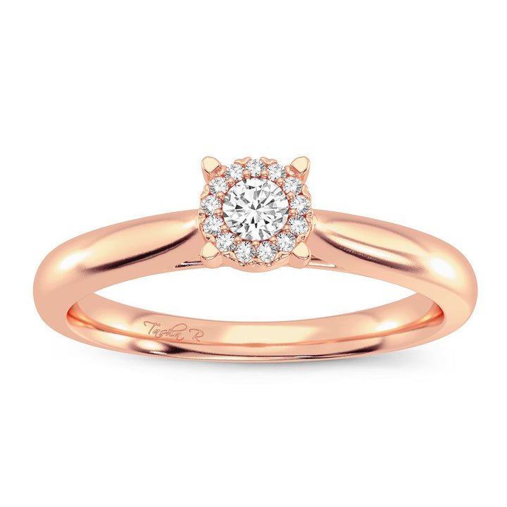 Delicate 14k Rose Gold 0.10CT Lab Diamond Promise Ring