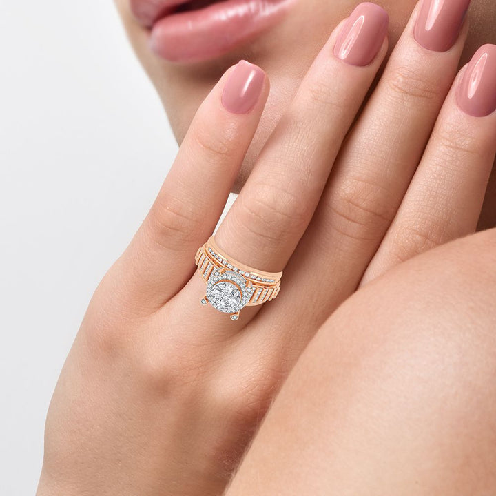 Romantic 14k Rose Gold Lab Diamond Fashion Ring 1CT