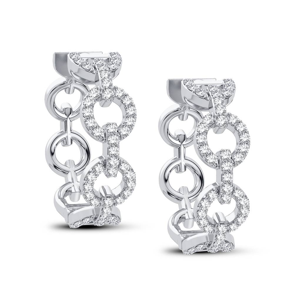 10k White Gold Lab Diamond Hoop Earrings for Women