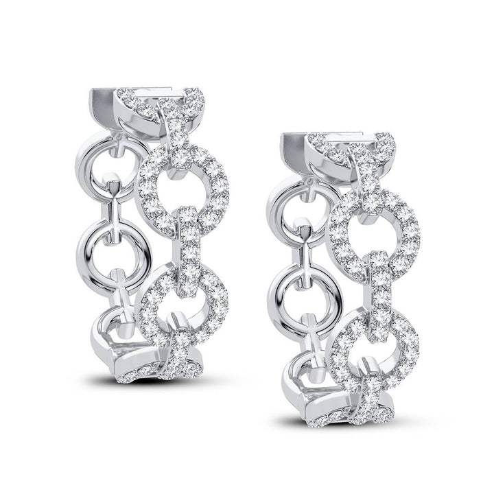 10k White Gold Lab Diamond Hoop Earrings for Women