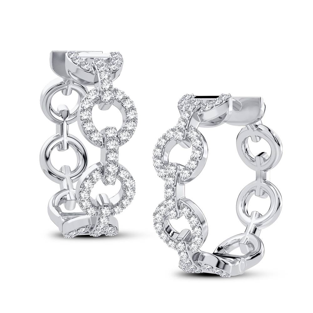10k White Gold Lab Diamond Hoop Earrings for Women