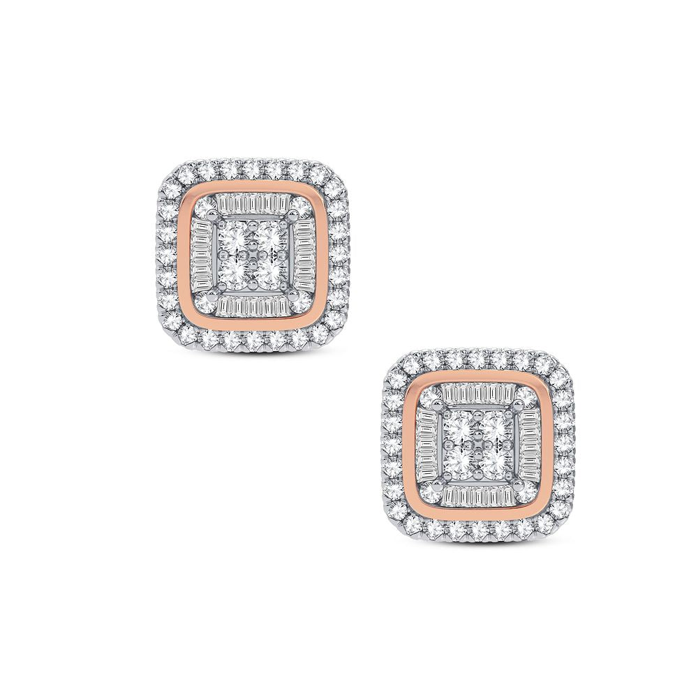 Rose Gold Lab Diamond Stud Earrings - Chic Sparkle