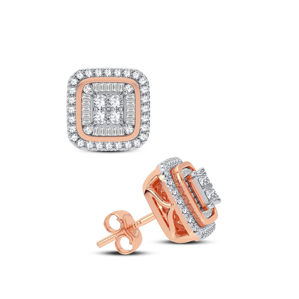 Rose Gold Lab Diamond Stud Earrings - Chic Sparkle