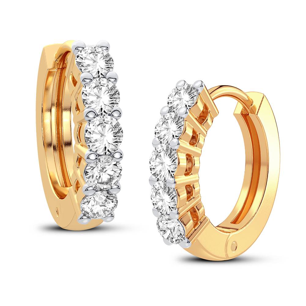 10K Yellow Gold Lab Diamond Hoop Earrings for Women