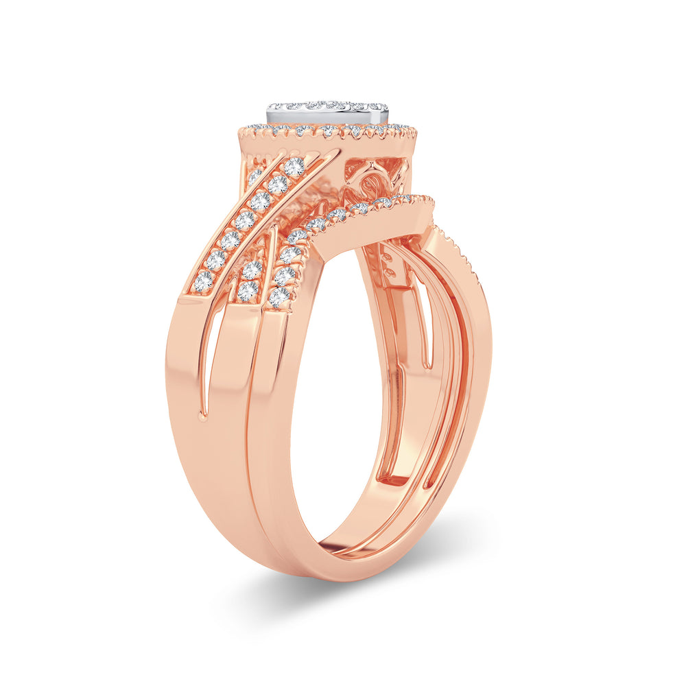 Romantic Rose Gold Lab Diamond Bridal Ring Set - 0.40CT Brilliance