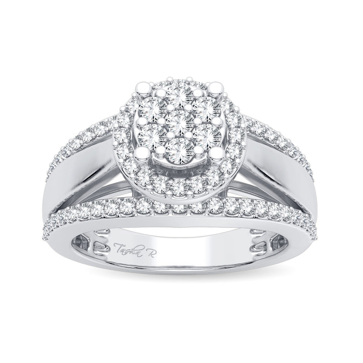 Chic 14k White Gold 0.62CT Lab Diamond Womens Fashion Ring