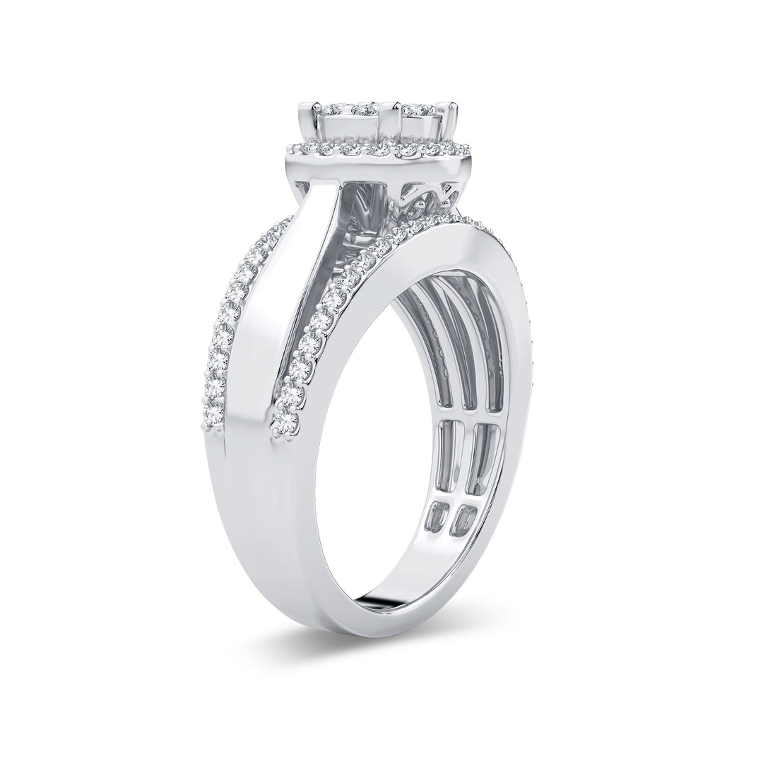Chic 14k White Gold 0.62CT Lab Diamond Womens Fashion Ring