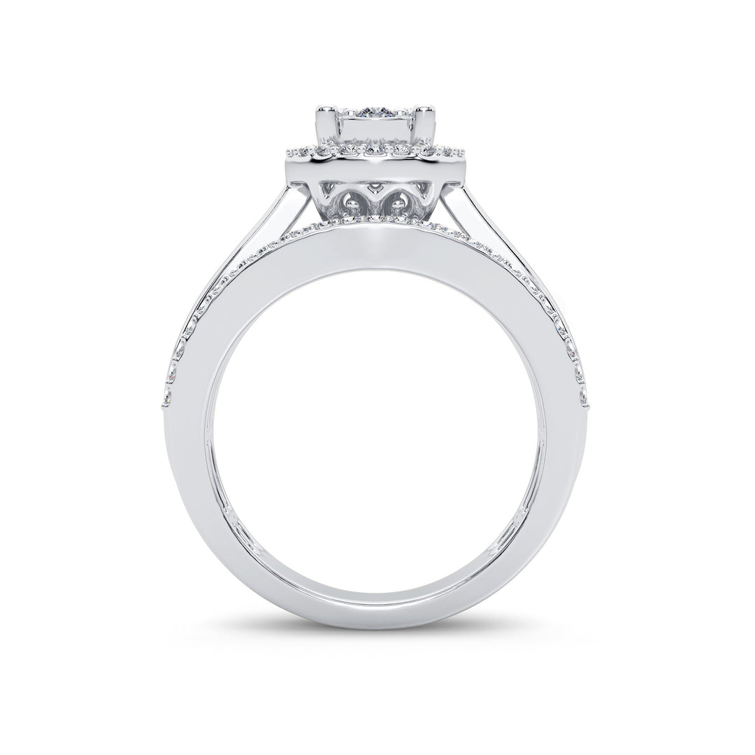 Chic 14k White Gold 0.62CT Lab Diamond Womens Fashion Ring