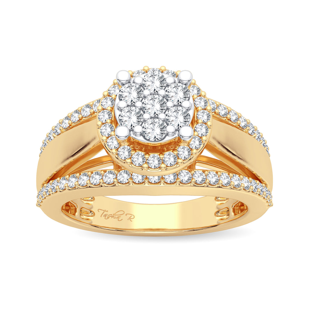 Chic 14k Yellow Gold 0.62CT Lab Diamond Womens Ring