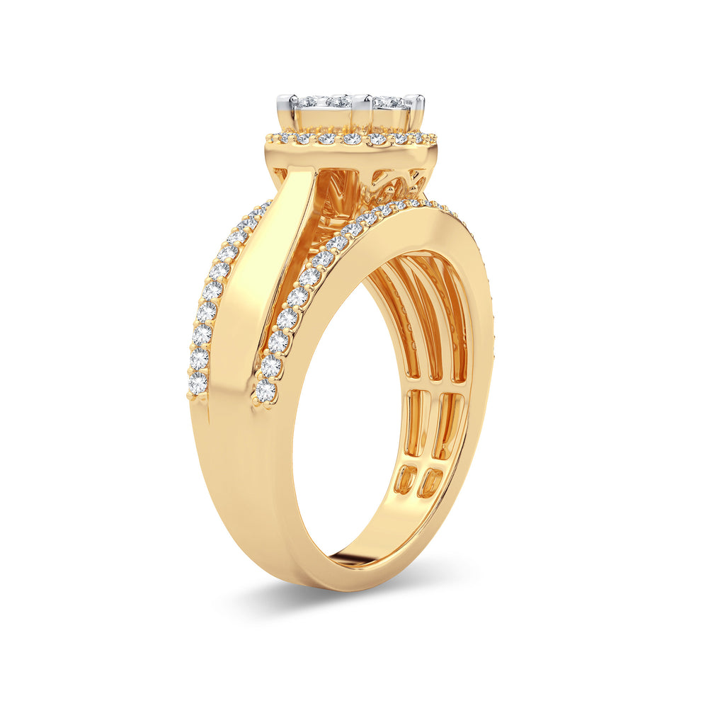 Chic 14k Yellow Gold 0.62CT Lab Diamond Womens Ring