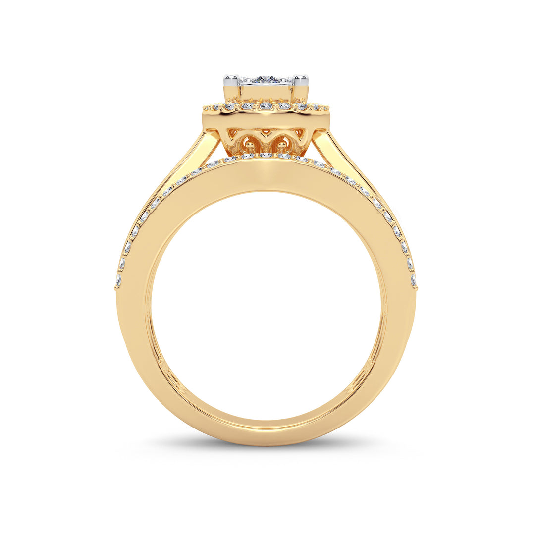 Chic 14k Yellow Gold 0.62CT Lab Diamond Womens Ring