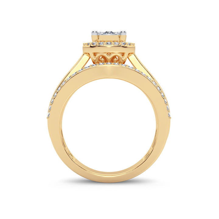 Chic 14k Yellow Gold 0.62CT Lab Diamond Womens Ring