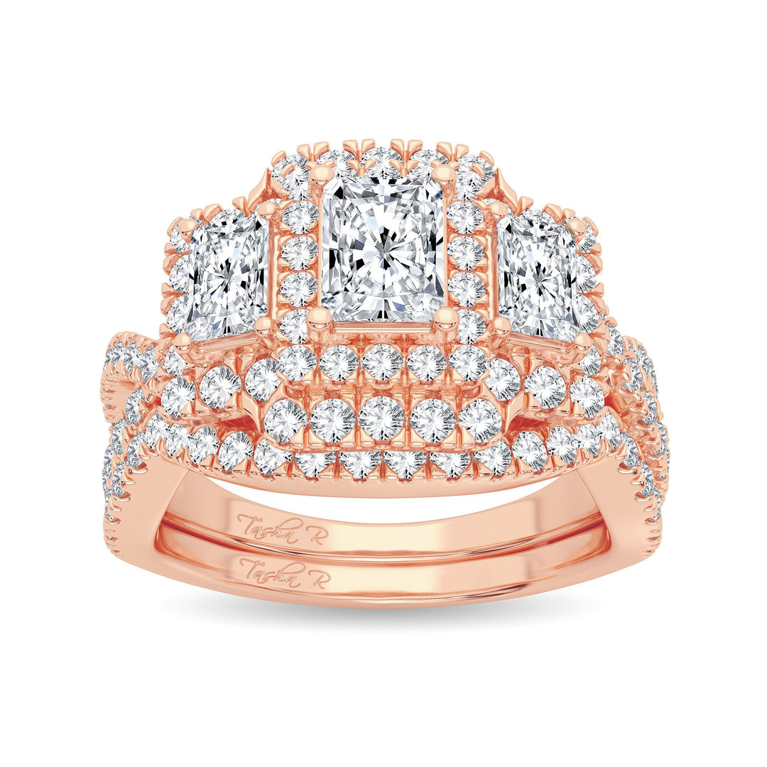 Romantic 14k Rose Gold Lab Diamond Bridal Ring 2CT