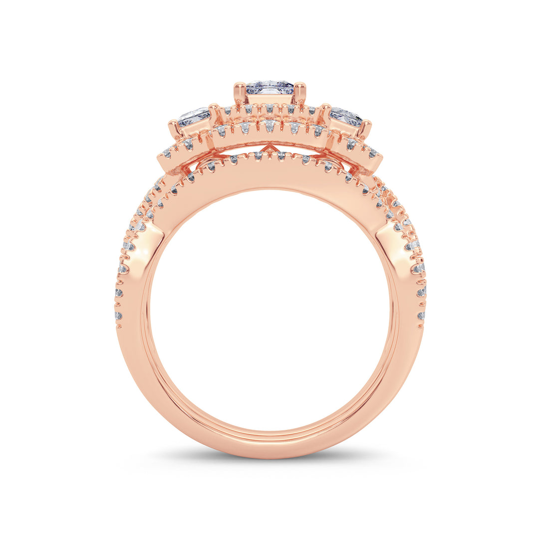 Romantic 14k Rose Gold Lab Diamond Bridal Ring 2CT