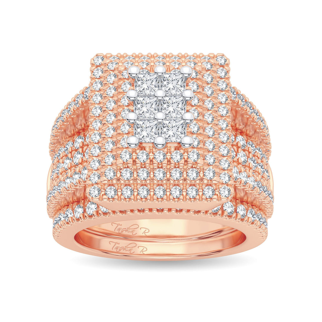 Romantic 14k Rose Gold 2CT Lab Diamond Bridal Ring