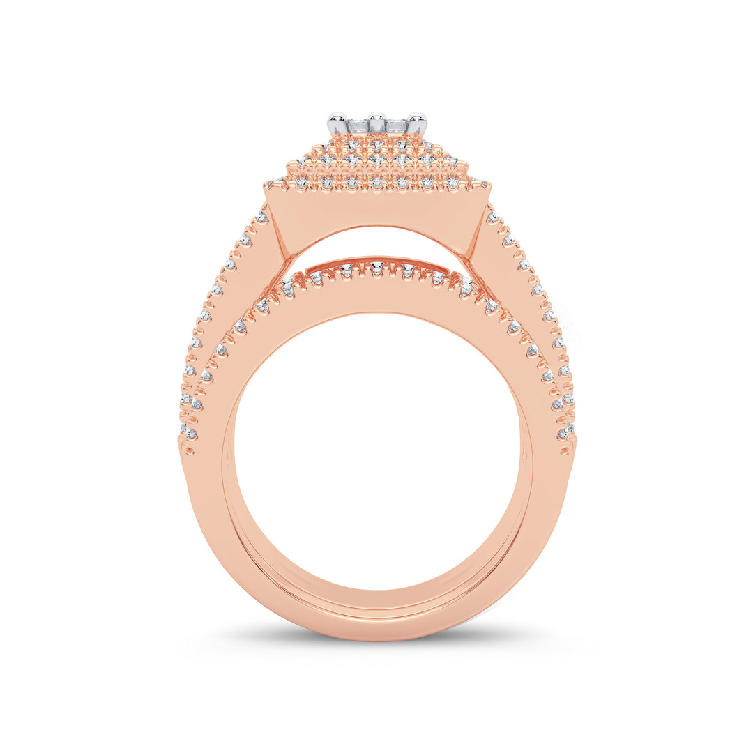 Romantic 14k Rose Gold 2CT Lab Diamond Bridal Ring
