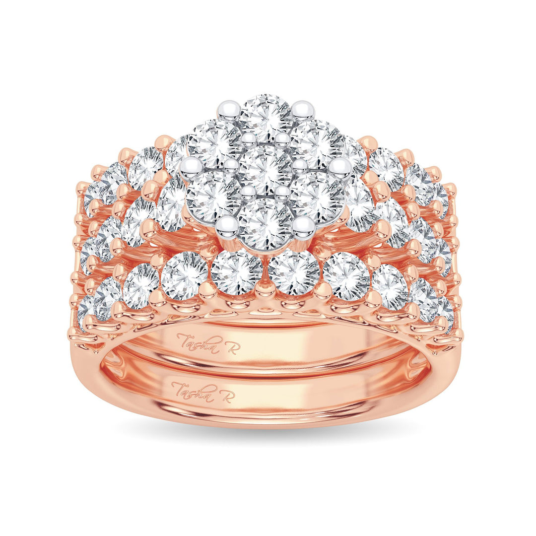 Romantic 14k Rose Gold 2CT Lab Diamond Bridal Ring