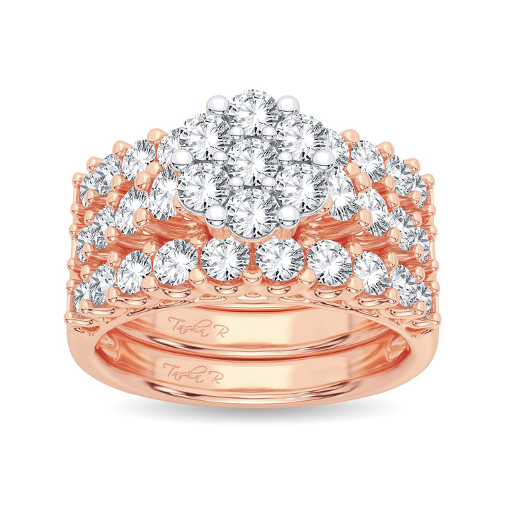 Romantic 14k Rose Gold 2CT Lab Diamond Bridal Ring