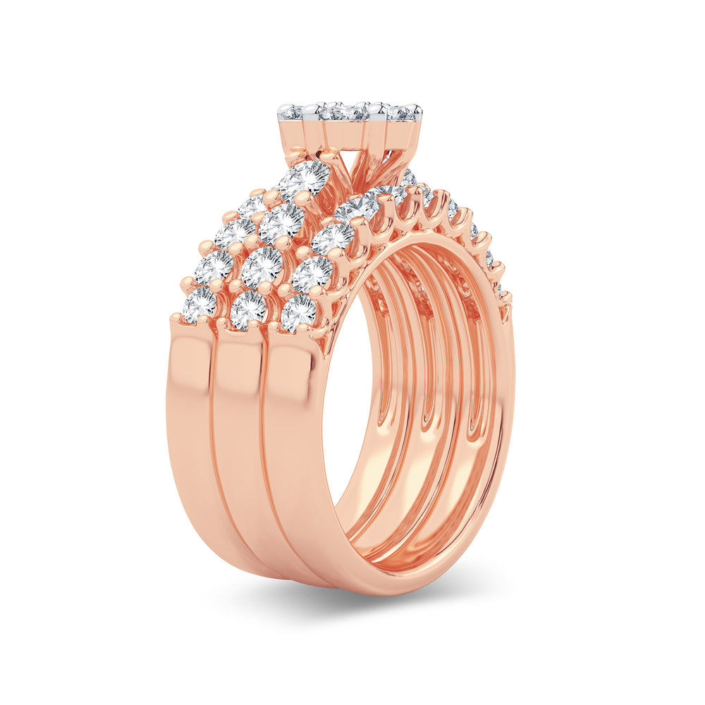 Romantic 14k Rose Gold 2CT Lab Diamond Bridal Ring