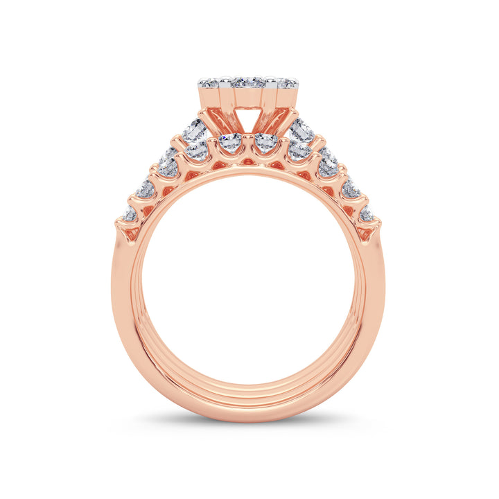 Romantic 14k Rose Gold 2CT Lab Diamond Bridal Ring