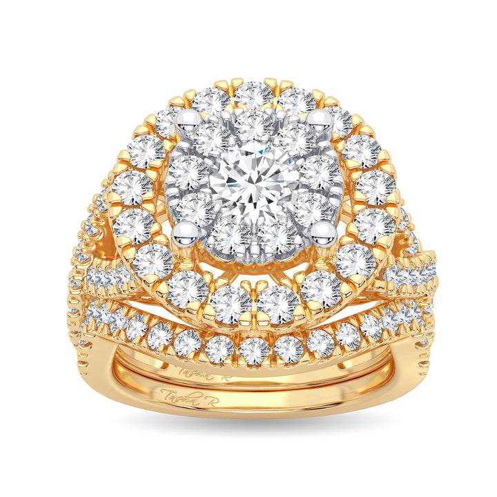 14K Yellow Gold 2CT Lab Diamond Bridal Ring Set