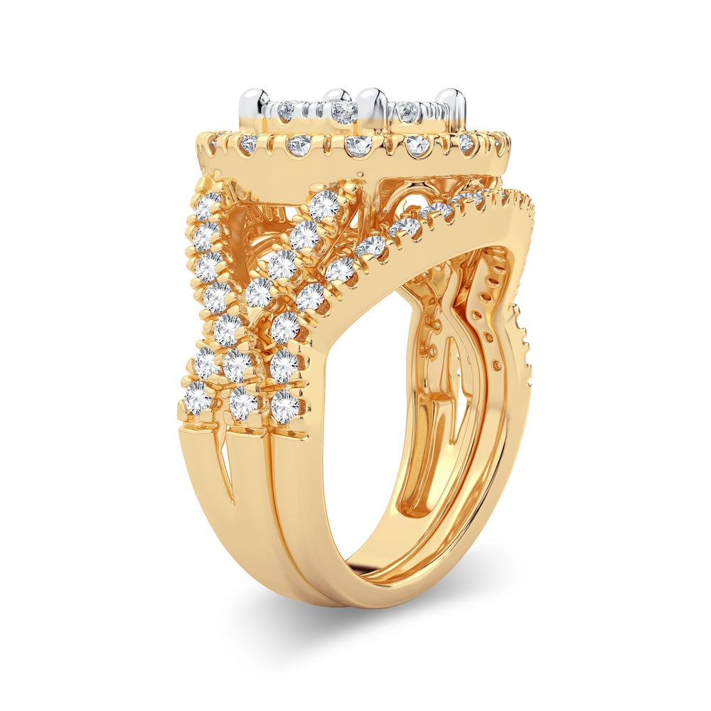 14K Yellow Gold 2CT Lab Diamond Bridal Ring Set