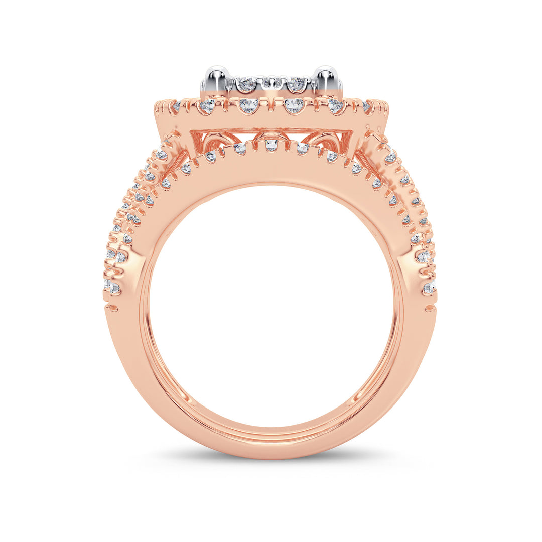 Romantic 14k Rose Gold 2CT Lab Diamond Bridal Ring