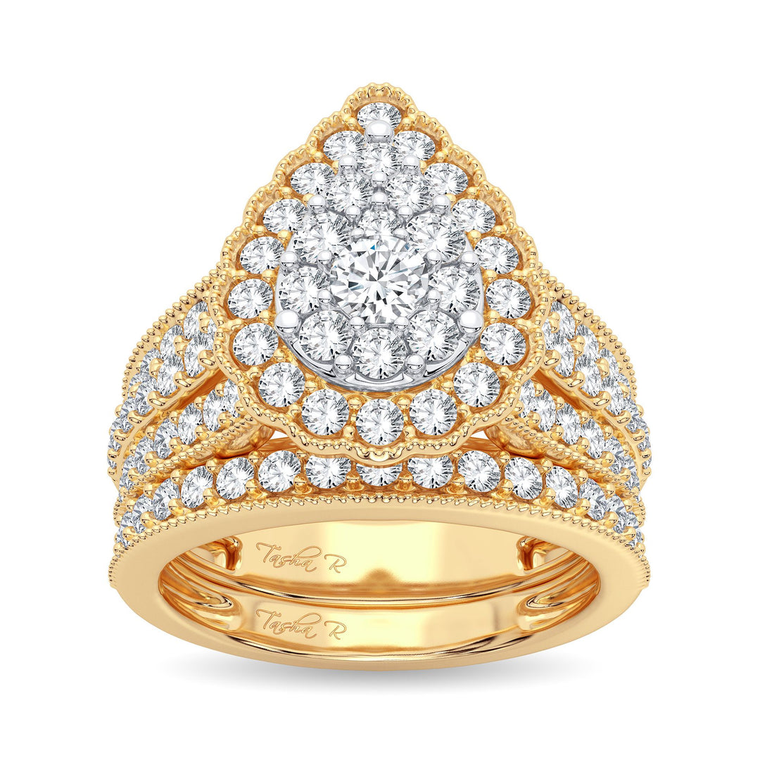 14K Yellow Gold 2CT Lab Diamond Bridal Ring Elegance
