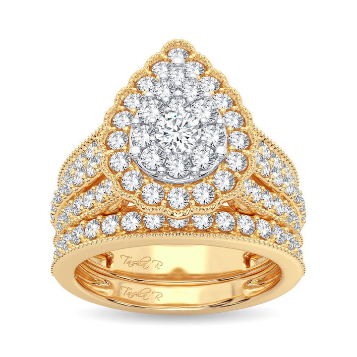 14K Yellow Gold 2CT Lab Diamond Bridal Ring Elegance