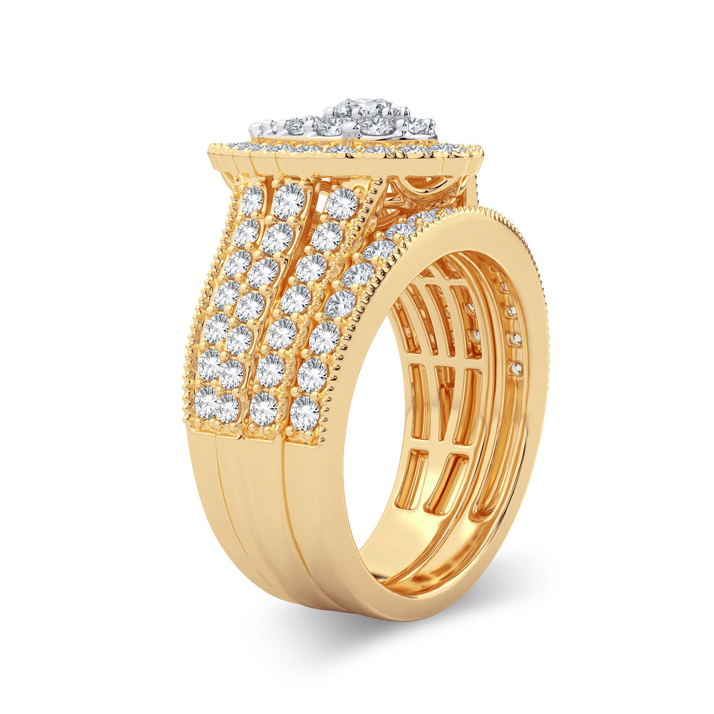 14K Yellow Gold 2CT Lab Diamond Bridal Ring Elegance