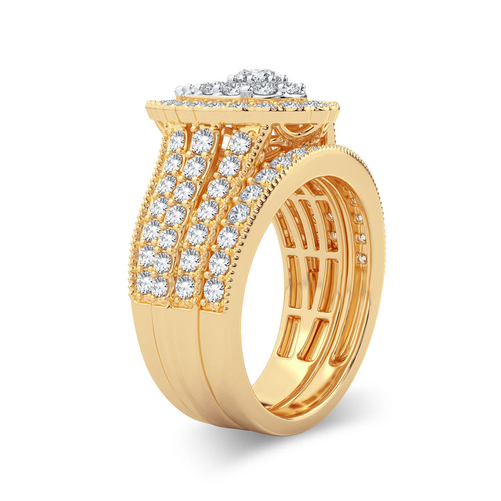 14K Yellow Gold 2CT Lab Diamond Bridal Ring Elegance