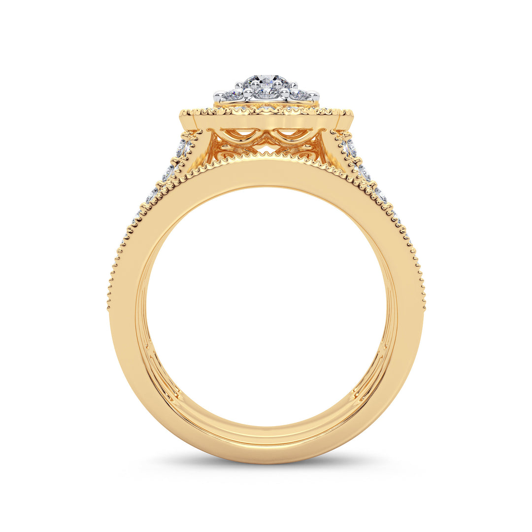 14K Yellow Gold 2CT Lab Diamond Bridal Ring Elegance