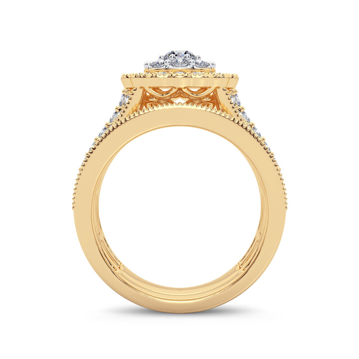 14K Yellow Gold 2CT Lab Diamond Bridal Ring Elegance