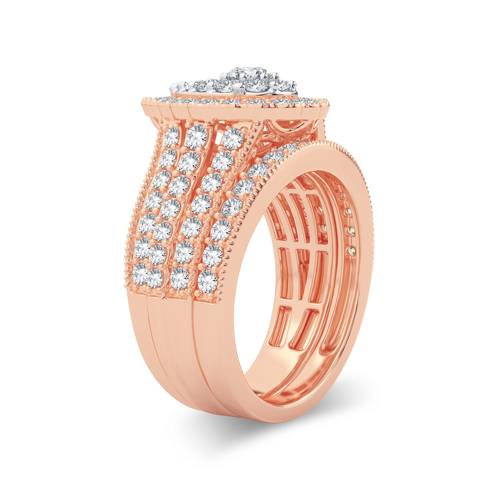 Romantic 14k Rose Gold 2CT Lab Diamond Bridal Ring