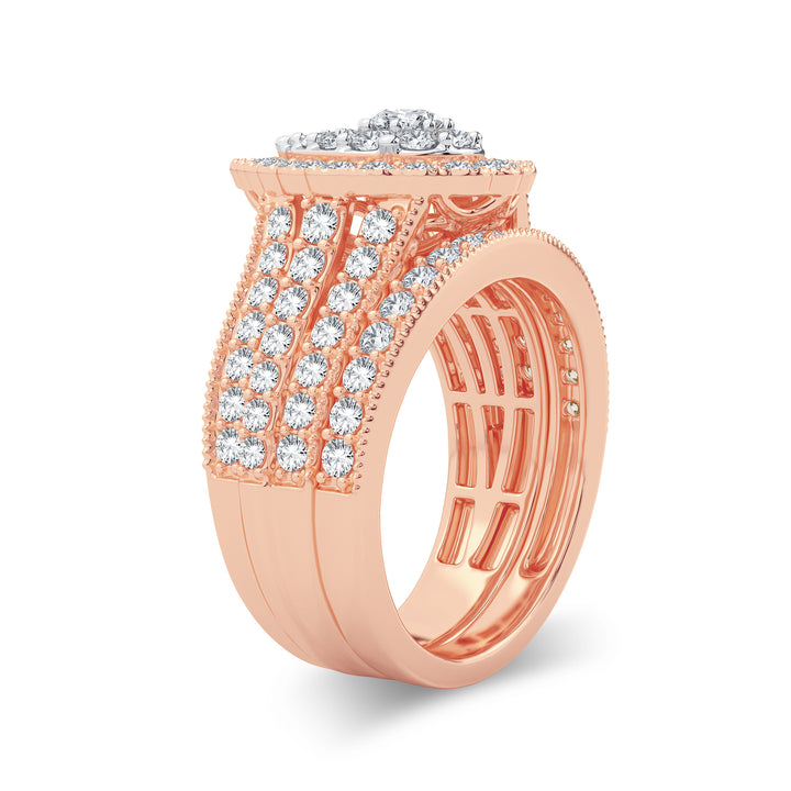 Romantic 14k Rose Gold 2CT Lab Diamond Bridal Ring
